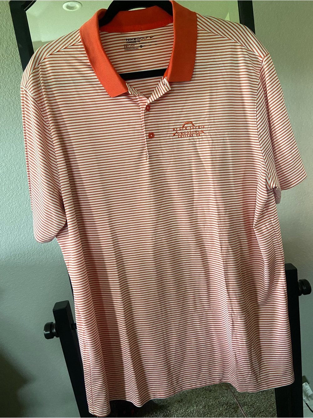 Nike Men’s Orange and White Striped Polo
